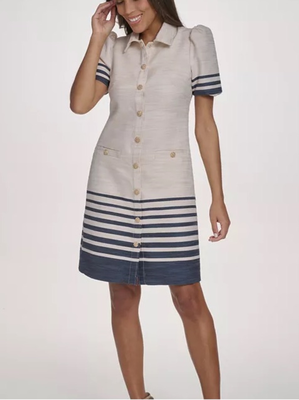 Eliza J Womens Collared Snap Front Dress